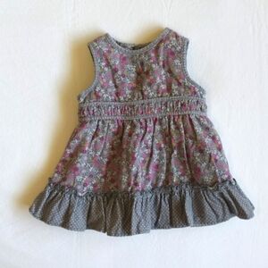 Childrens Place Gray Floral Corduroy Dress Lined Cotton Holiday Baby Girl 0-3M